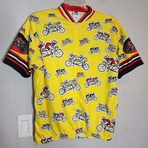 Kucharik Kokopelli Tandem Bike Cycling Jersey Yellow Red Half Zip XL